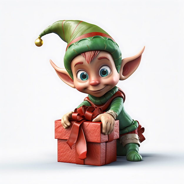 Elf christmas 3d character Christmas fairy tale character elf 3d illustration Merry Christmas Elf