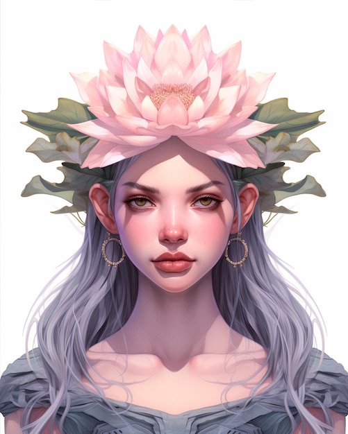 Elf Girl in Lotus Flower Drawing