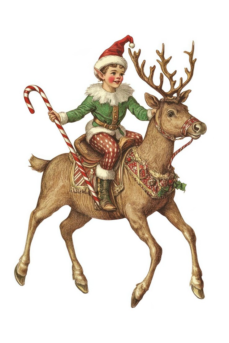 Foto elf illustratie kerst rendier