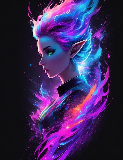 elf Nebulosa Galaxy TShirt Art TShirt Design Shirt Print Splash art style portrait poster