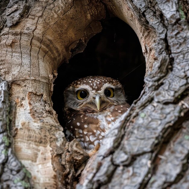 Foto il gufo elfo che sbircia