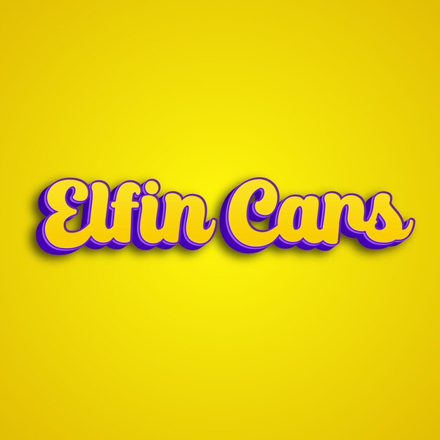 Photo elfincars typography 3d design yellow pink white background photo jpg