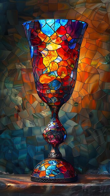 Elijahs Cup With Texture of Stained Glass Stained Glass Coll Illustration Trending Background Decor