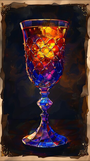 Elijahs Cup With Texture of Stained Glass Stained Glass Coll Illustration Trending Background Decor