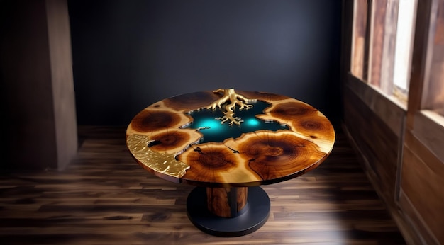 Elite handgemaakte massief houten tafel met epoxy hars Dure luxe meubels kwaliteitsmaterialen