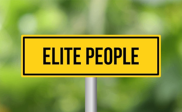 Photo elite people road sign on blur background