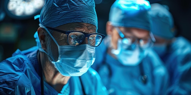 Photo elite surgeons in radiant surgical attire