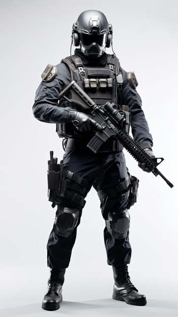 Photo elite unit soldier dressed entirely in black