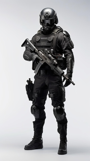 Photo elite unit soldier dressed entirely in black