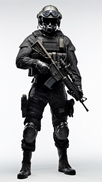 elite unit soldier dressed entirely in black