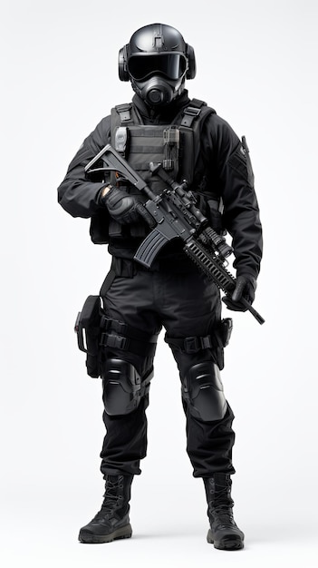 elite unit soldier dressed entirely in black