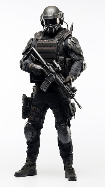 elite unit soldier dressed entirely in black