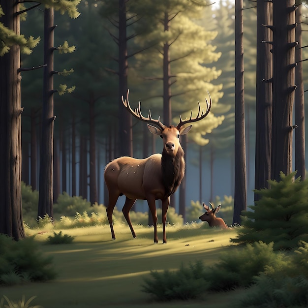 A Elk in forest AI generated