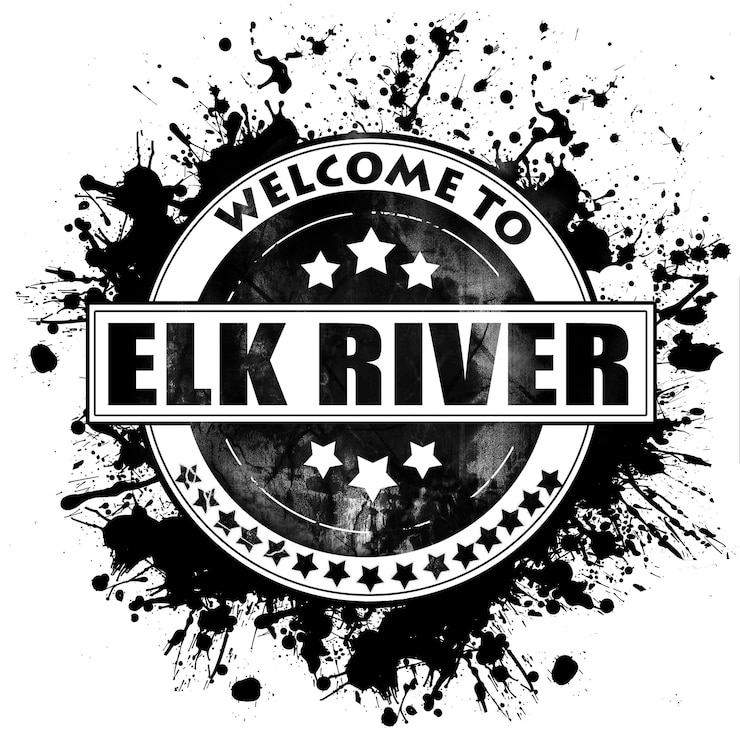 Foto elk river stad zwarte rubberen postzegel geïsoleerd op een massieve witte achtergrond