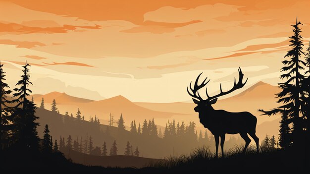 Photo elk silhouette