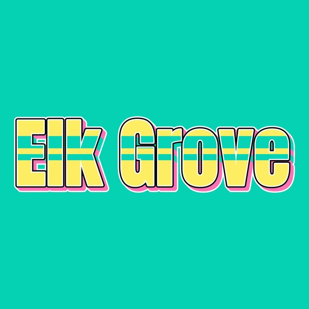 Photo elkgrove typography vintage 90s 3d design yellow pink text background photo jpg