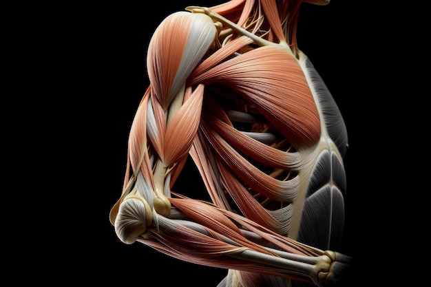 ellebooggewricht verbinding van botten menselijke spieren menselijke anatomie geïsoleerd op zwarte achtergrond