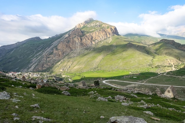 Eltyubyu is the city of the dead Ancient Stone Crypts in KabardinoBalkaria Russia June 2021