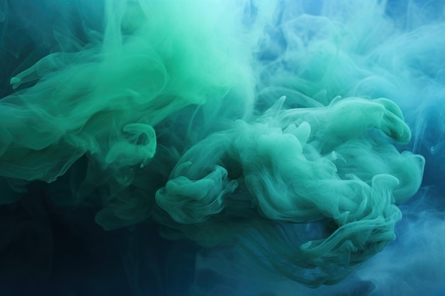 Elusive Blue green smoke Liquid fog light Generate Ai