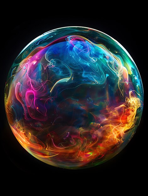 Photo elusive iridescent opal bubble with mesmerizing color shifti texture art wallpaper background