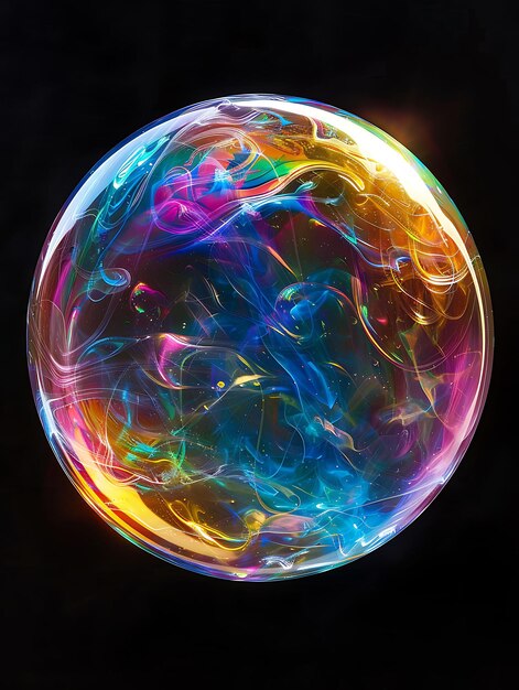 Photo elusive iridescent opal bubble with mesmerizing color shifti texture art wallpaper background