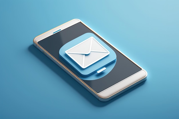 Email icon on mobile screen blue background Generative AI