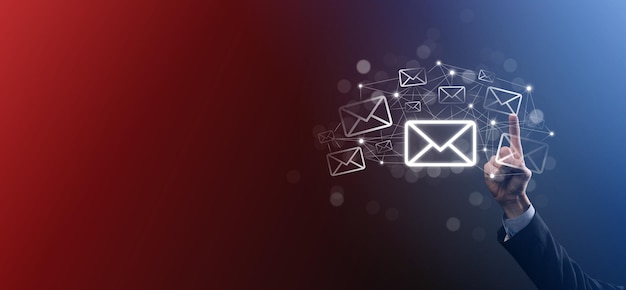 Email marketing and newsletter concept.Contact us by newsletter email and protect your personal information from spam mail concept.Scheme of direct sales in business. List of clients for mailing.