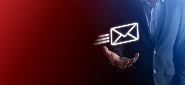 Email marketing and newsletter conceptContact us by newsletter email and protect your personal information from spam mail conceptScheme of direct sales in business List of clients for mailing