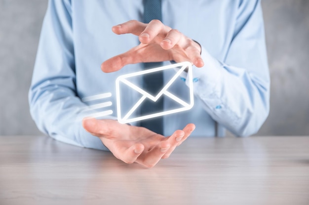 Email marketing and newsletter conceptContact us by newsletter email and protect your personal information from spam mail conceptScheme of direct sales in business List of clients for mailing