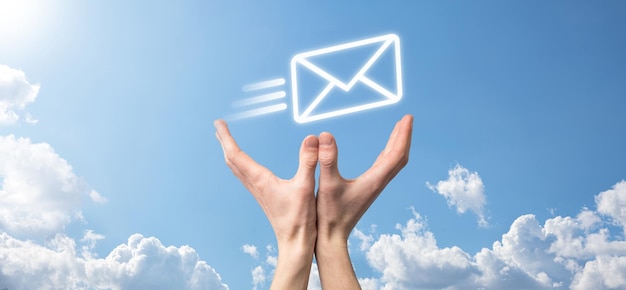 Email marketing and newsletter conceptContact us by newsletter email and protect your personal information from spam mail conceptScheme of direct sales in business List of clients for mailing