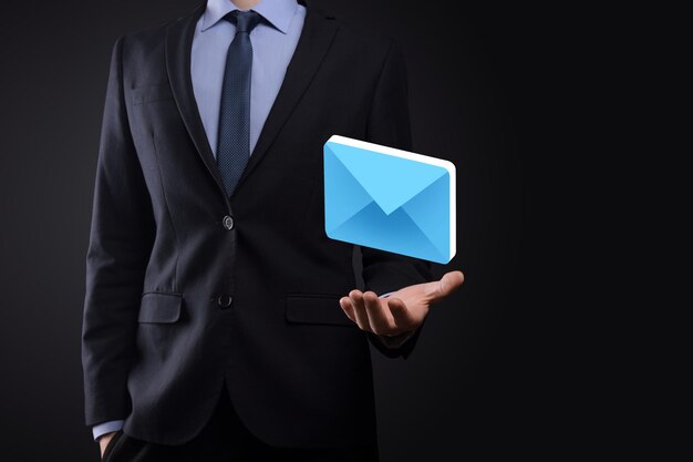 Email marketing and newsletter conceptContact us by newsletter email and protect your personal information from spam mail conceptScheme of direct sales in business List of clients for mailing