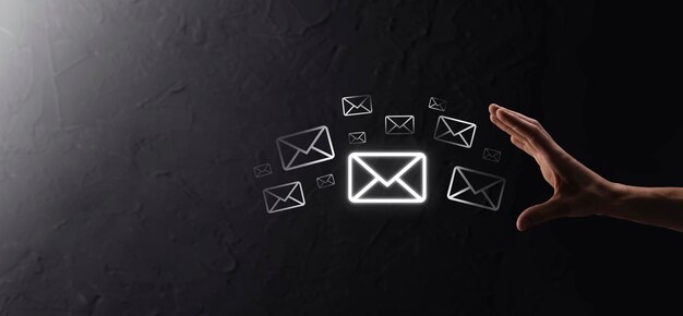 Email marketing and newsletter conceptContact us by newsletter email and protect your personal information from spam mail conceptScheme of direct sales in business List of clients for mailing