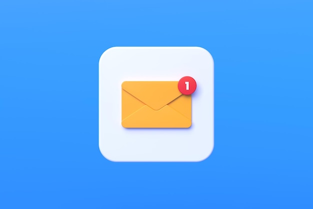 Email notification icon 3d render illustration