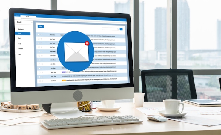Photo email notification message showing on computer screen snugly