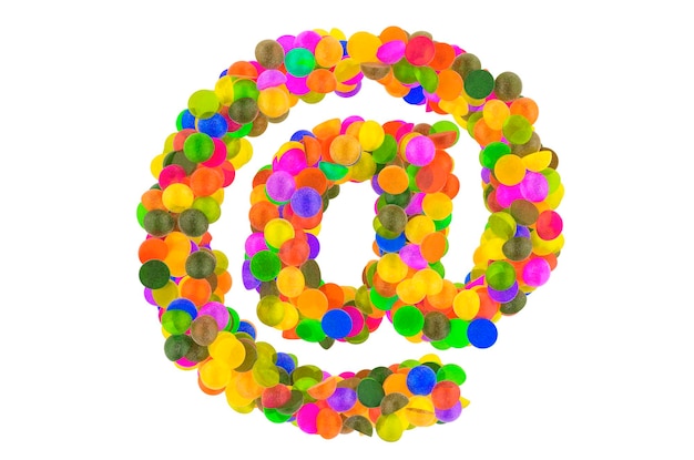 Email symbol from colored marmalade candies 3D rendering