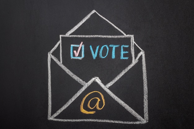 Email voting concept with chalk