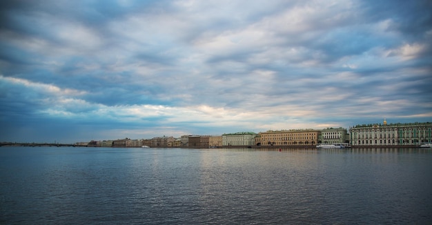 Embankment of the Neva River in St Petersburg Russia