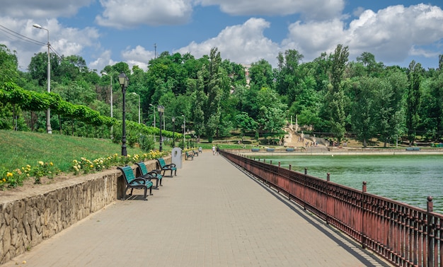 Embankment of Valea Morilor Lake in Chisinau, Moldova