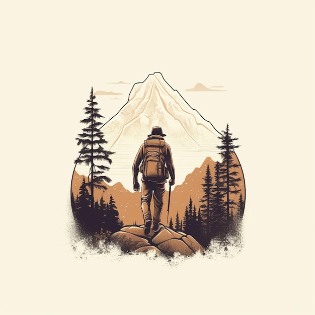 Embark on an artistic journey through the great outdoors with an illustration that captures the spirit of hiking