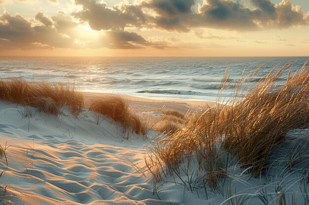 Photo embark on a beachside journey where sandy dunes sh generative ai