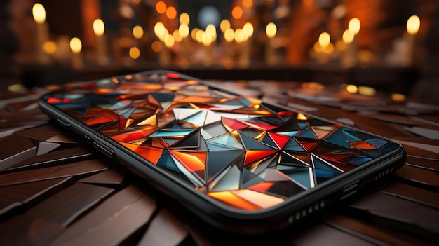 Embark on a captivating journey with abstract geometric shapes and lines as your phone background Ceated with Generative AI