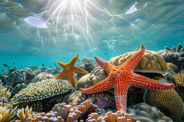 Embark on an oceanic adventure where starfish embe generative ai