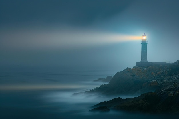 Photo embark on a seaside journey where lighthouses stan generative ai