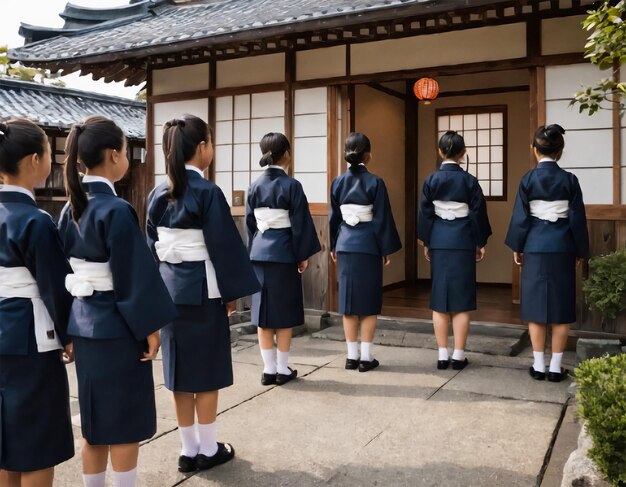 Embarking on a New Journey Students in Traditional Uniforms Celebrate the Start of the Academic Year