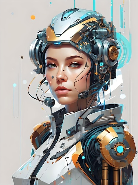Ember Mooie Jonge Cyberpunk Mechanische Meisje