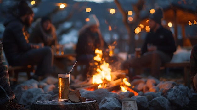 Photo embers of togetherness 4k snapshot of a fireside gathering