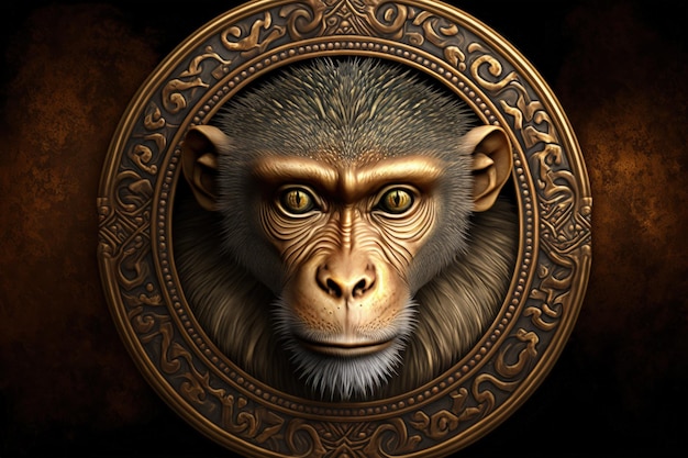 Emblem illustration with a monkey Generative AI