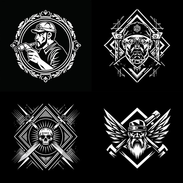 Emblems stylish skull graphics