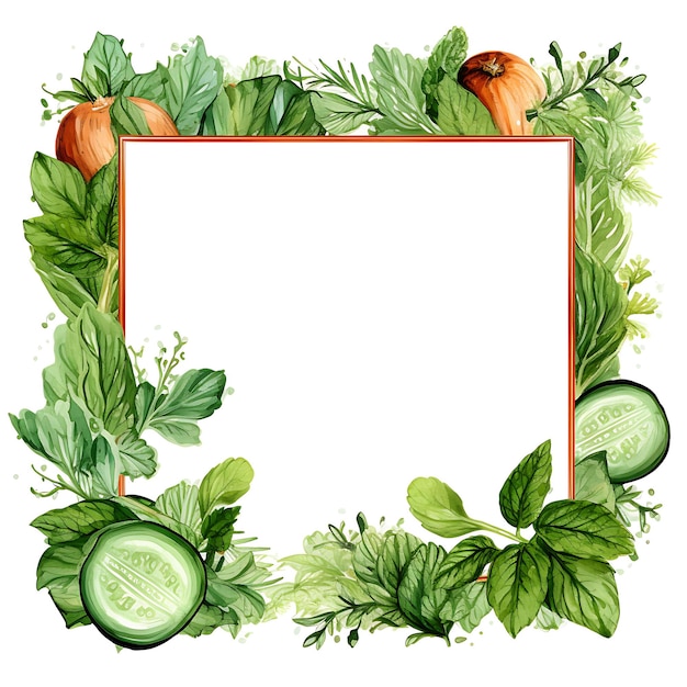 Embossed Copper Frame With Tabbouleh Salad Cucumber Slices a watercolor Nowruz Iran Festival Frame
