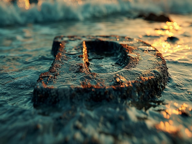 Embossed letter appear on the beach